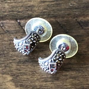 Vintage Mini Half Hoop Marcasite Earrings